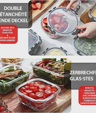 Set van 16 Glazen Voedselbewaarcontainers met Luchtdichte Deksel - Stapelbaar & Lekvrij