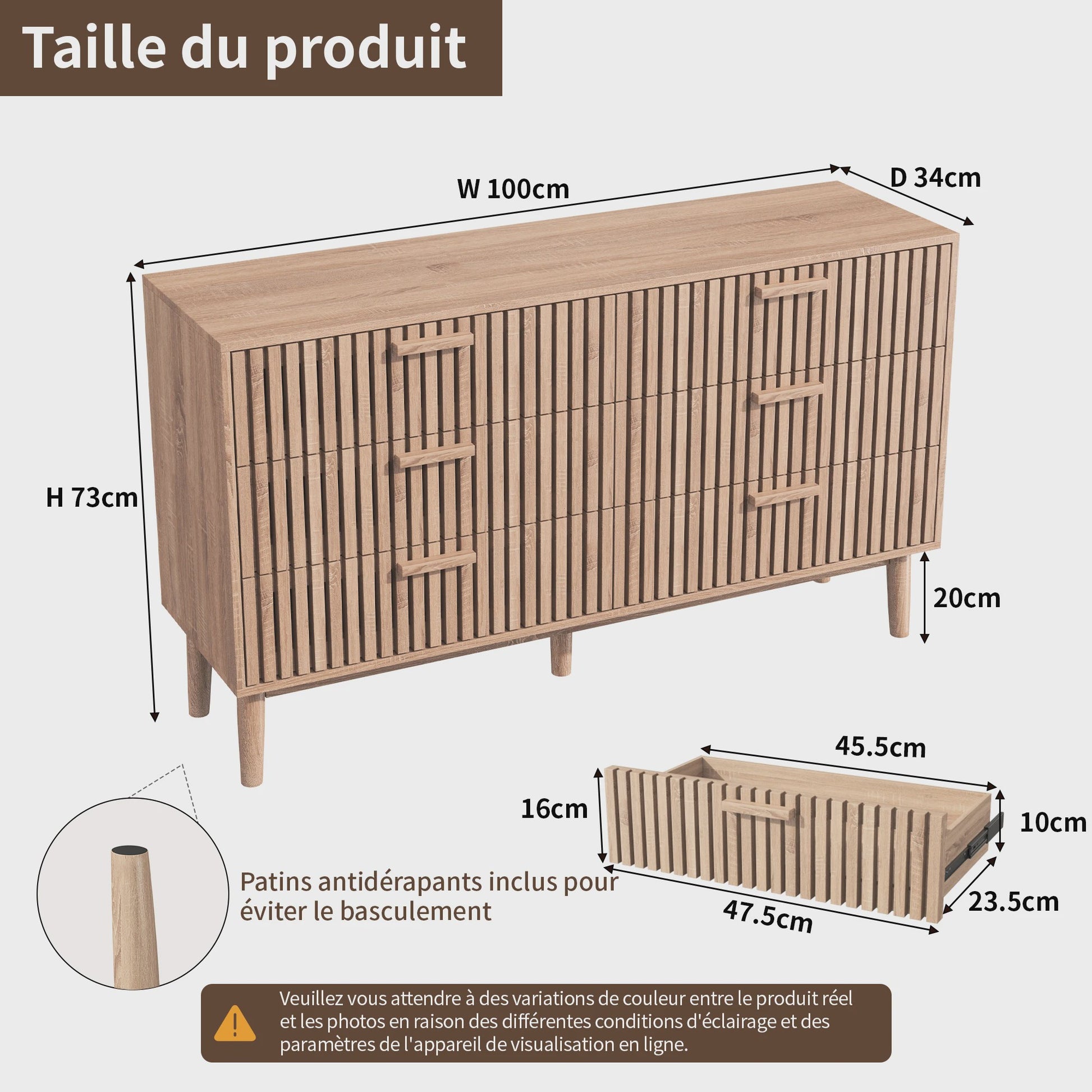 Moderne Houten Ladekast - 4 of 6 Laden - Retro Design Dressoir voor Slaapkamer & Woonkamer