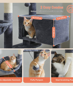 Luxe Kattenboom met Krabpalen, Hangmat en Knusse Condo - Grote Katten Toren