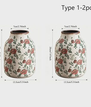 Handgemaakte Keramische Vaas met Vintage Chinese Bloemenprint - Decoratief Porselein
