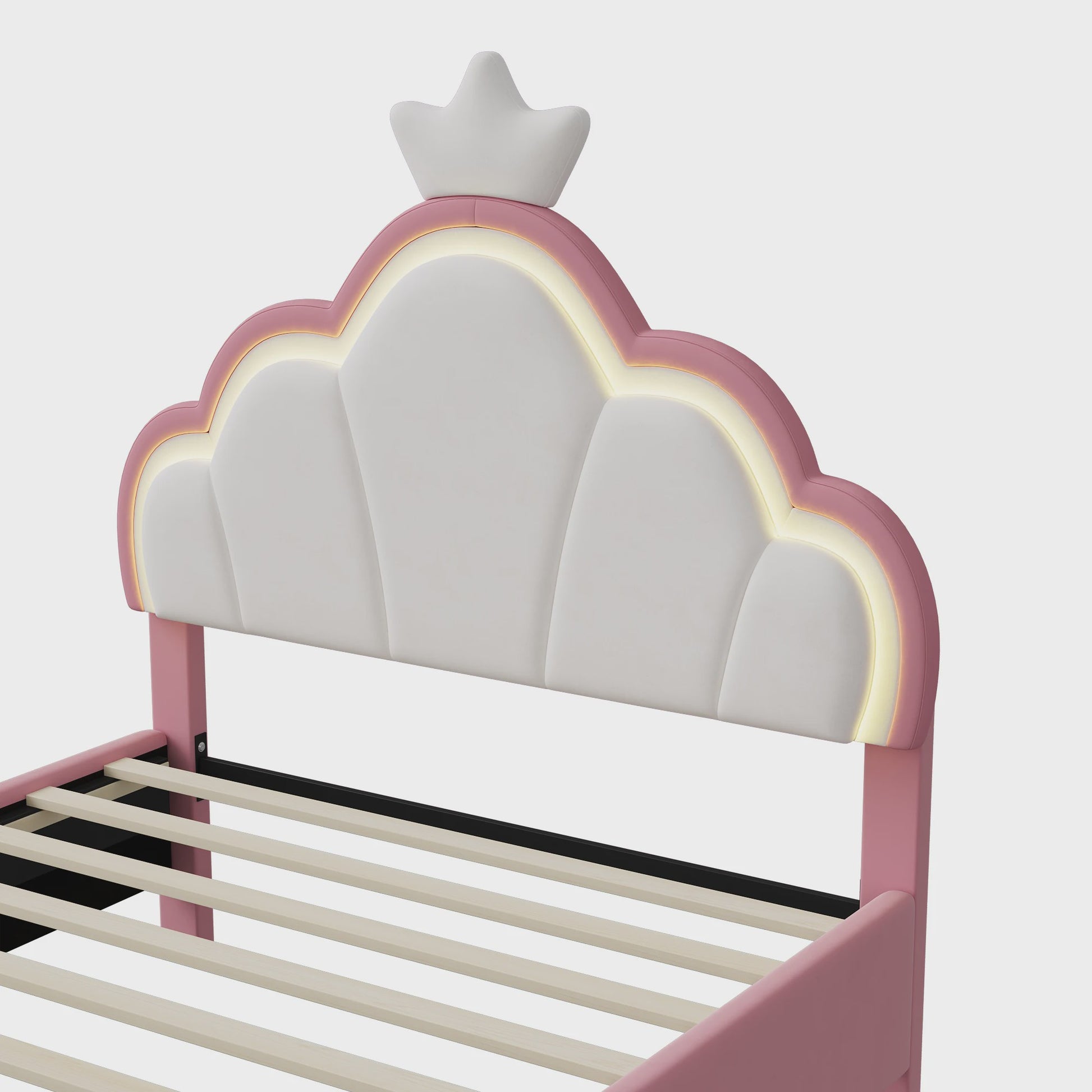 Betoverend Prinsessenbed met Kroon en LED-verlichting - Roze Kinderbed