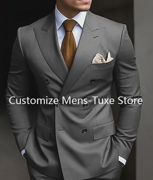 Luxe Bruin Herenpak - Double Breasted, Peak Lapel, Slim Fit Blazer & Pantalon