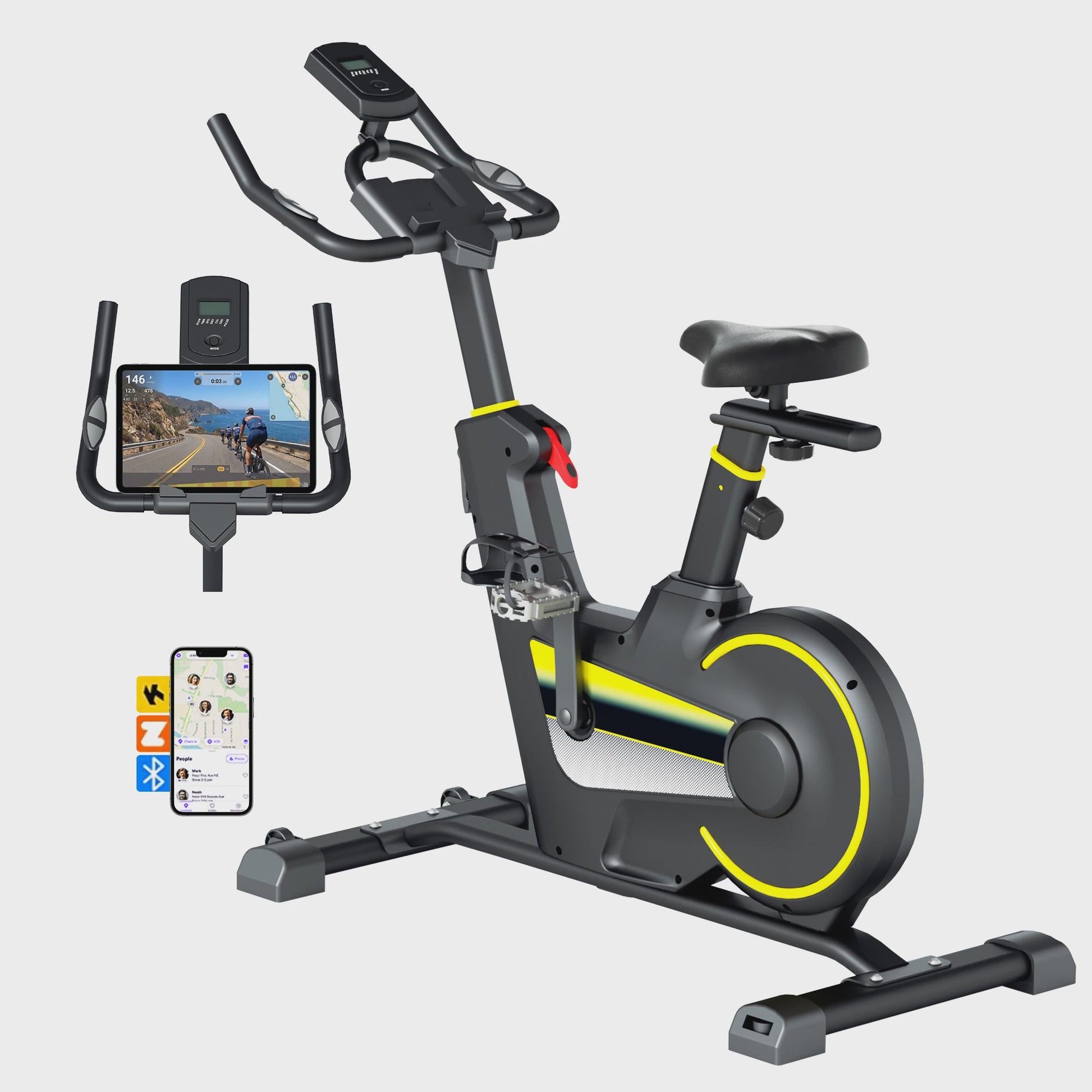 Indoor Hometrainer Fiets met Smart APP & LCD Display - Stil & Verstelbaar