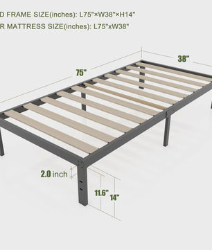 Heavy Duty Stalen Bedframe met Houten Lattenbodem - 3500lbs Draagkracht
