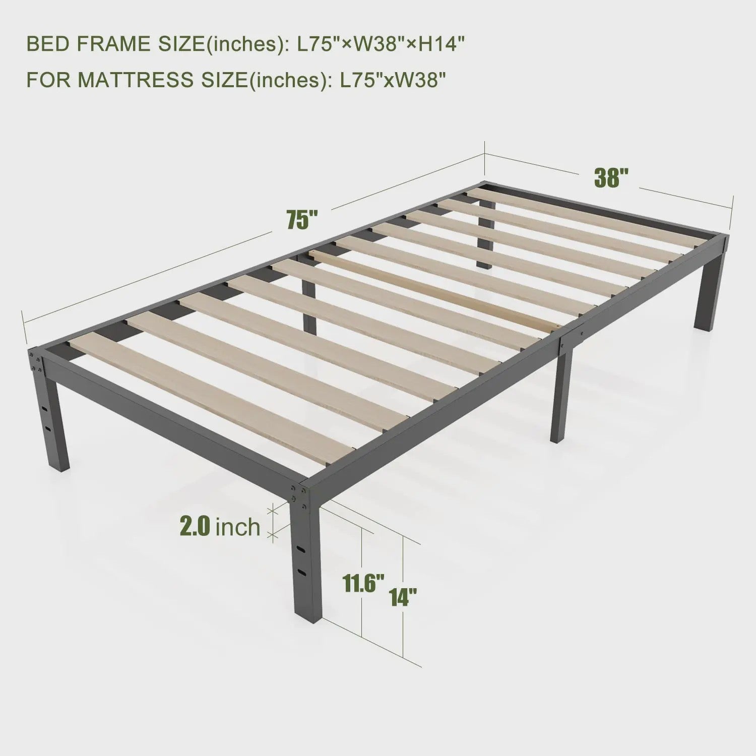 Heavy Duty Stalen Bedframe met Houten Lattenbodem - 3500lbs Draagkracht