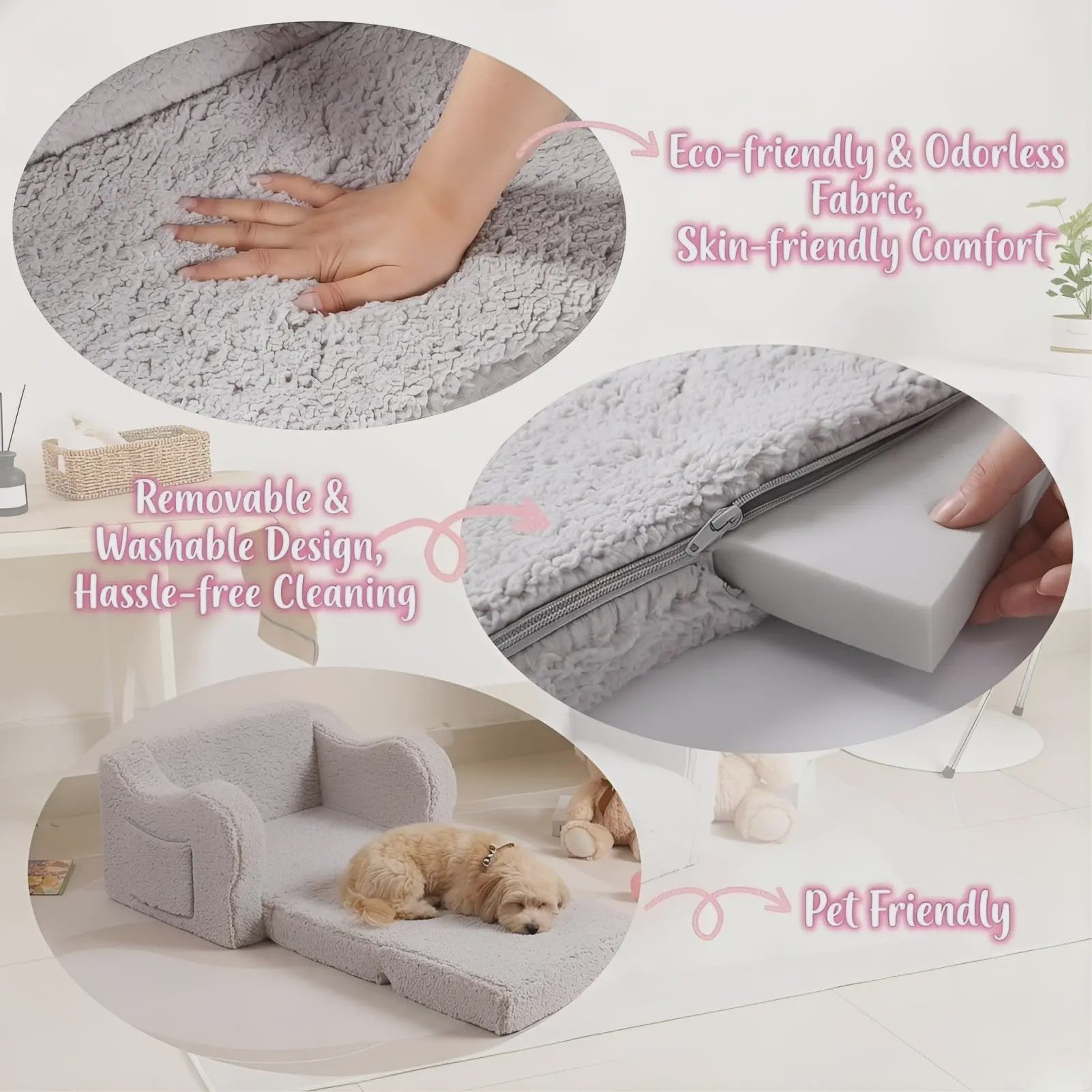 Comfortabele Kinderbank 2-in-1: Uitklapbare Speelstoel met Zachte Sherpa Coating