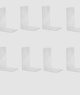 Set van 4 of 8 Stuks Transparante Acryl Boekensteunen voor Bureau & Opslag