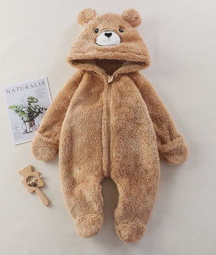 Zachte Baby Romper Jumpsuit met Dierenprint - Warm & Knus voor Herfst/Winter