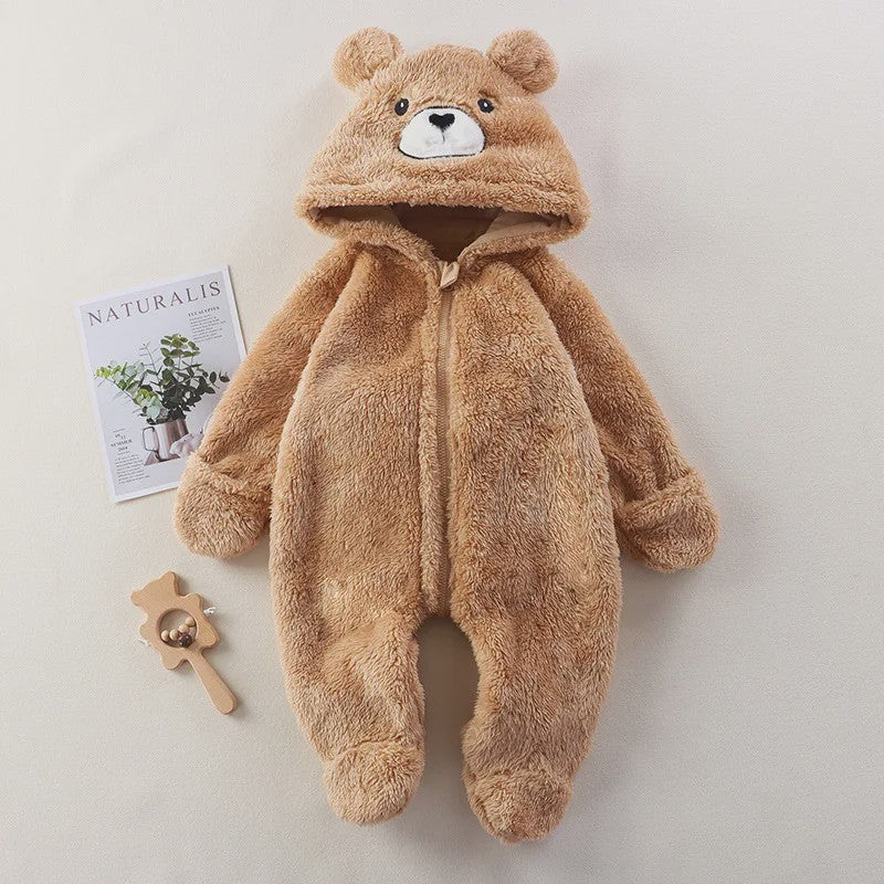 Zachte Baby Romper Jumpsuit met Dierenprint - Warm & Knus voor Herfst/Winter
