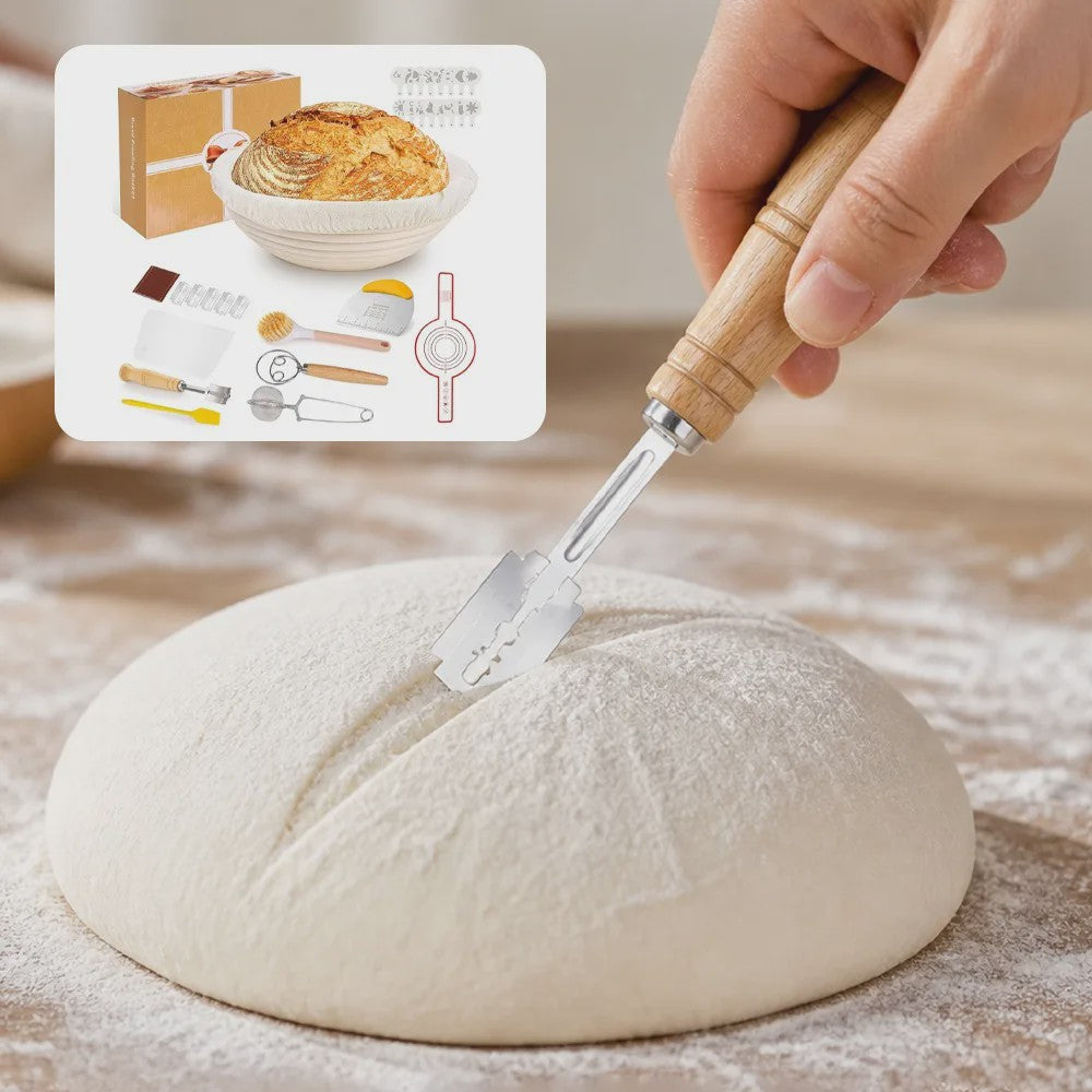 Brood Bakmand Set 23cm - Professionele Rijs- en Bakaccessoires voor Sourdough Brood