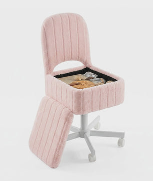 Comfortabele Make-up Stoel met Opbergruimte, Verstelbaar & Opvouwbaar - Wit