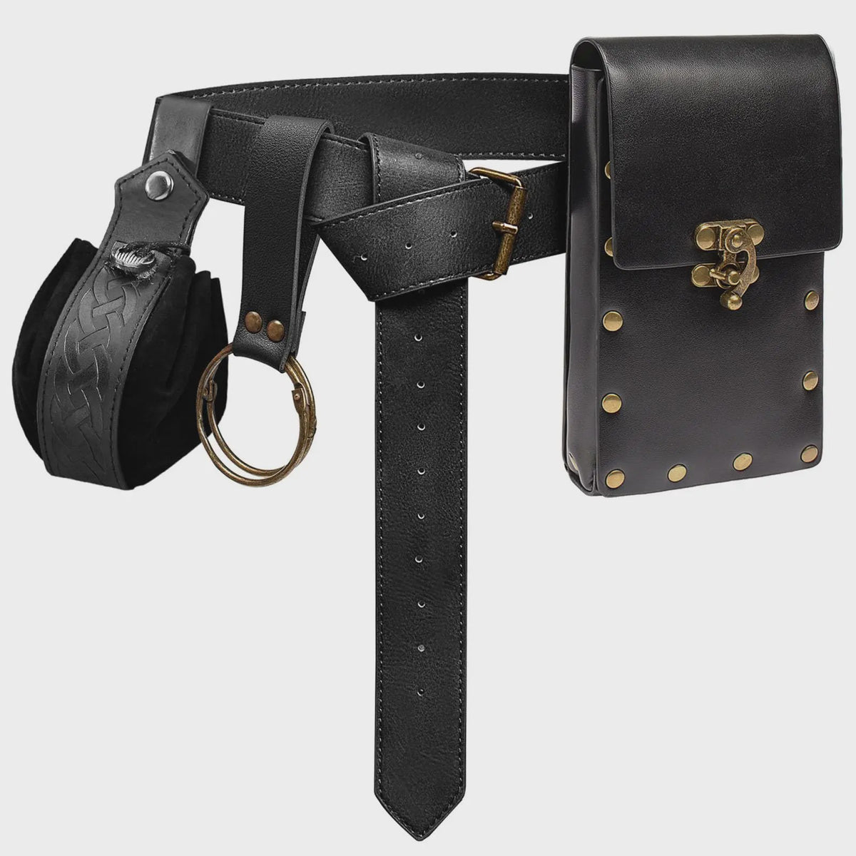 Middeleeuwse Cosplay Lederen Riem met Tas en Decoratieve Sleutels - Renaissance & Halloween Accessoire