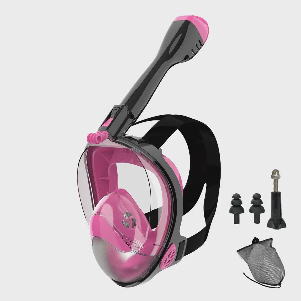 Full Face Snorkel Masker met 180° Panoramisch Zicht, Anti-lek & Anti-condens - Veilig Ademhalen & Camera Mount