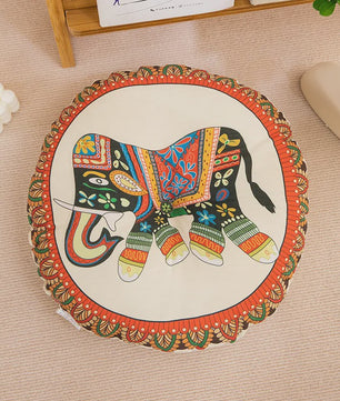 Bohemian Rond Kussen - Katoen & Linnen - Decoratief Vloer- of Stoelkussen