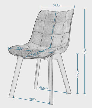 Set van 2 fluwelen eetkamerstoelen met rugleuning en houten poten - Comfortabel en stijlvol