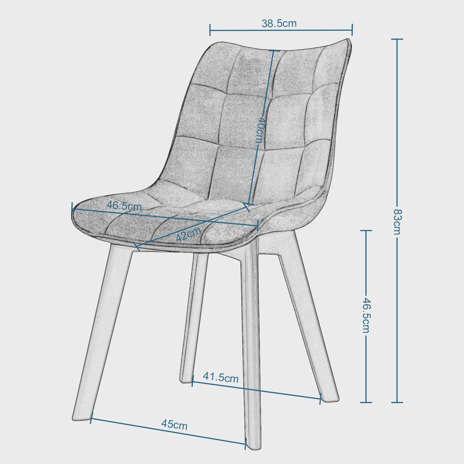 Set van 2 fluwelen eetkamerstoelen met rugleuning en houten poten - Comfortabel en stijlvol