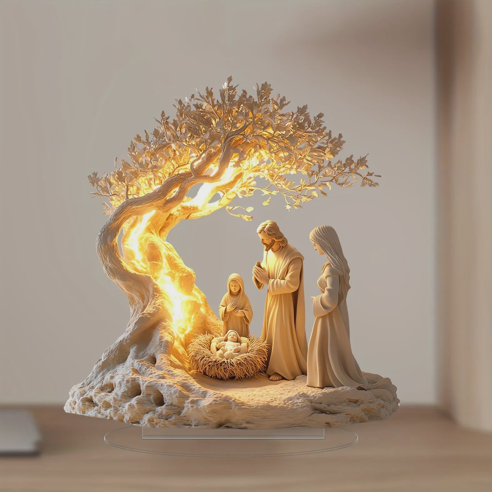 Kerststal Decoratie Beeld - Sfeervolle Jezus Scène voor Huis en Bureau