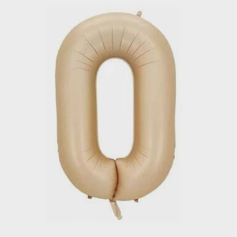 Grote Folie Ballonnen Cijfers 0-9 Cream Caramel & Wit (32/40 inch) - Feestdecoratie
