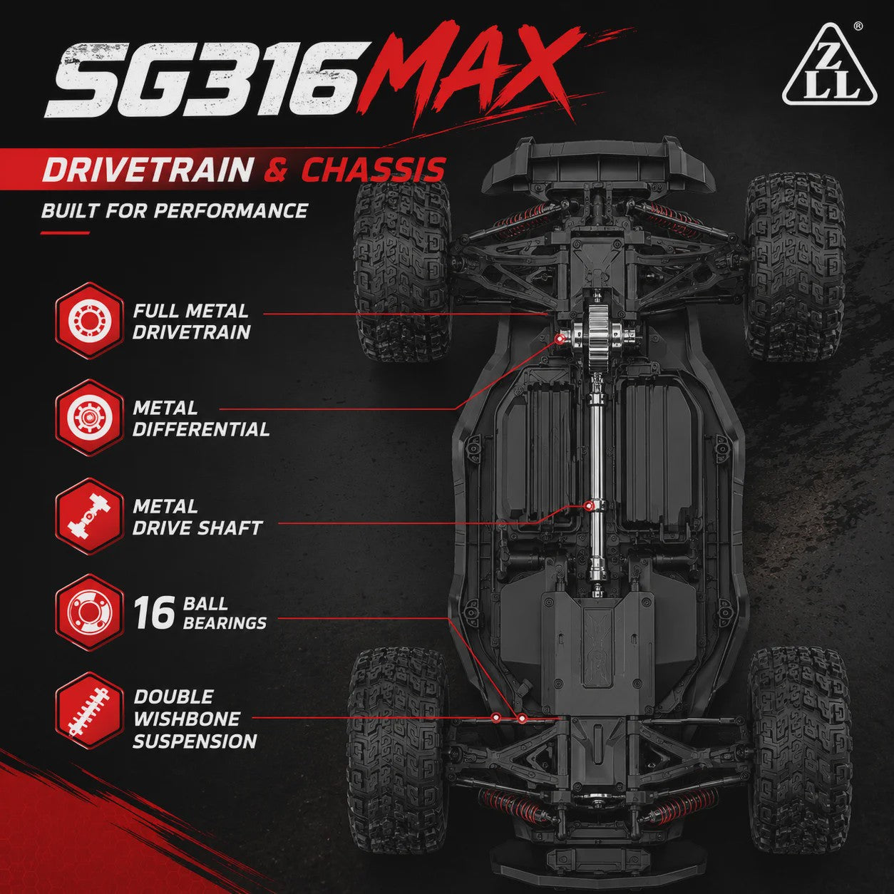 RC Crossauto 80 km/u - 1/16 4x4 Off-road Truck met LED Verlichting & 2.4G Afstandsbediening