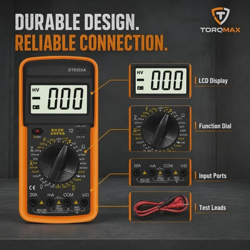 DT-9205A Digitale Multimeter - Draagbaar, Veilig & Betrouwbaar