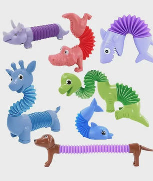 Fidget Pop Tubes Dieren: Dinosaurussen, Dolfijnen, Honden & Haaien - Stressverlichters voor Kinderen