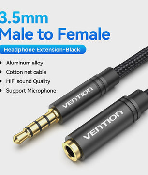 Vention 3.5mm Audio Verlengsnoer - Stereo AUX Kabel voor Koptelefoon, Speaker & Microfoon