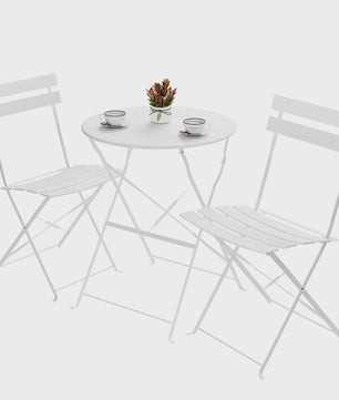 Inklapbare Bistro Set 3-delig Staal - Tuin, Balkon & Terras Meubilair