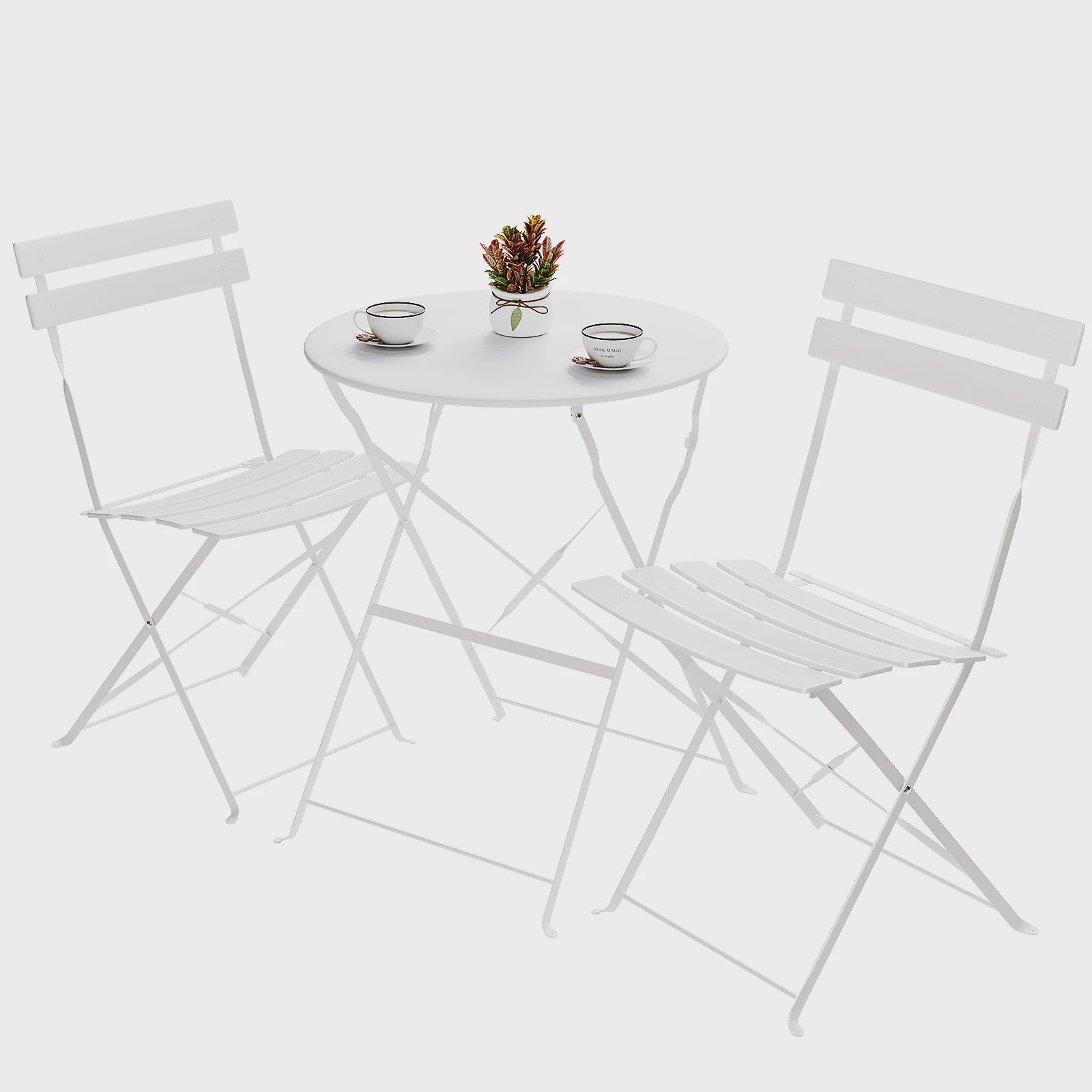 Inklapbare Bistro Set 3-delig Staal - Tuin, Balkon & Terras Meubilair