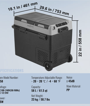Draagbare Compressor Koelkast 40L/50L/58L - Ideaal voor Auto, Camping & Outdoor