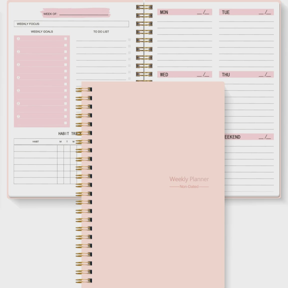 A5 Weekplanner Agenda - Ongeprikte Spiral Notebook voor Dagelijkse Planning & Doelen