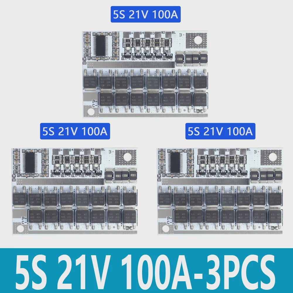 100A BMS Beschermingsbord voor 3S/4S/5S Li-ion Batterijen (12.6V-21V)