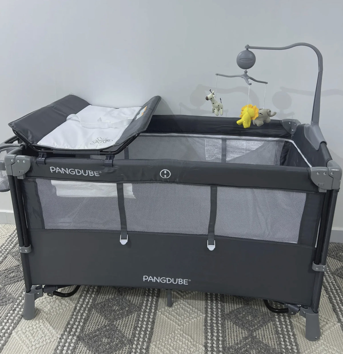 PANGDUBE 4-in-1 Multifunctioneel Babybed: Wieg, Speelbox, Commode & Meer (0-3 jaar) - Inklapbaar & Draagbaar
