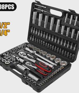 Professionele Ratel Sleutel Set - 1/4", 3/8", 1/2" - Compleet Gereedschap voor Auto Reparatie