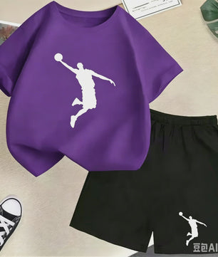 Kinder T-shirt en Short Set - Zomer Sportieve Mode met Grafische Print