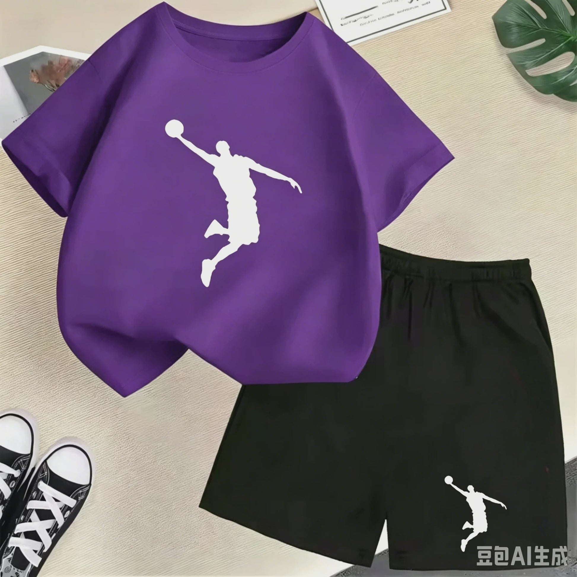 Kinder T-shirt en Short Set - Zomer Sportieve Mode met Grafische Print