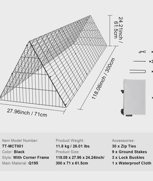 Grote Kipren Tunnel 400 cm - Draagbare en Uitbreidbare Ren voor Kippen en Kleinvee