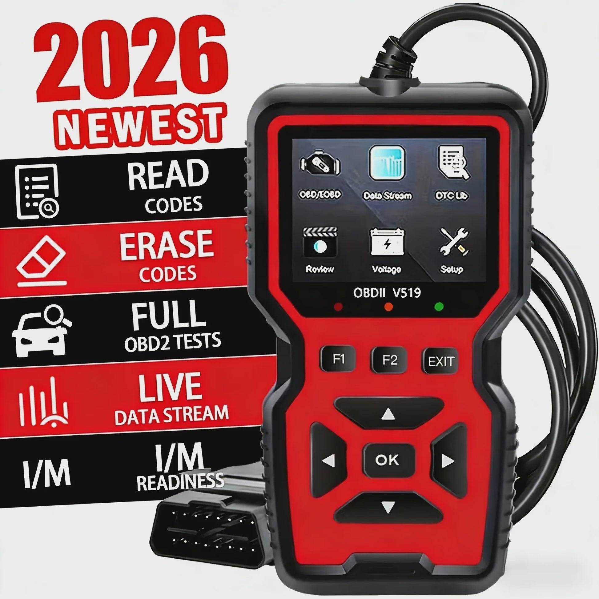 V519 Professionele OBD2 Scanner: Auto Diagnose Tool met Real-time Data & Foutcode Lezen/Wissen