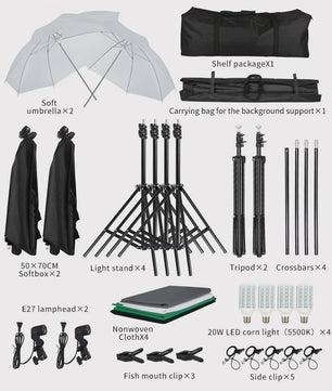 Professionele Fotostudio Softbox Verlichtingskit met Achtergrondframe en Backdrops