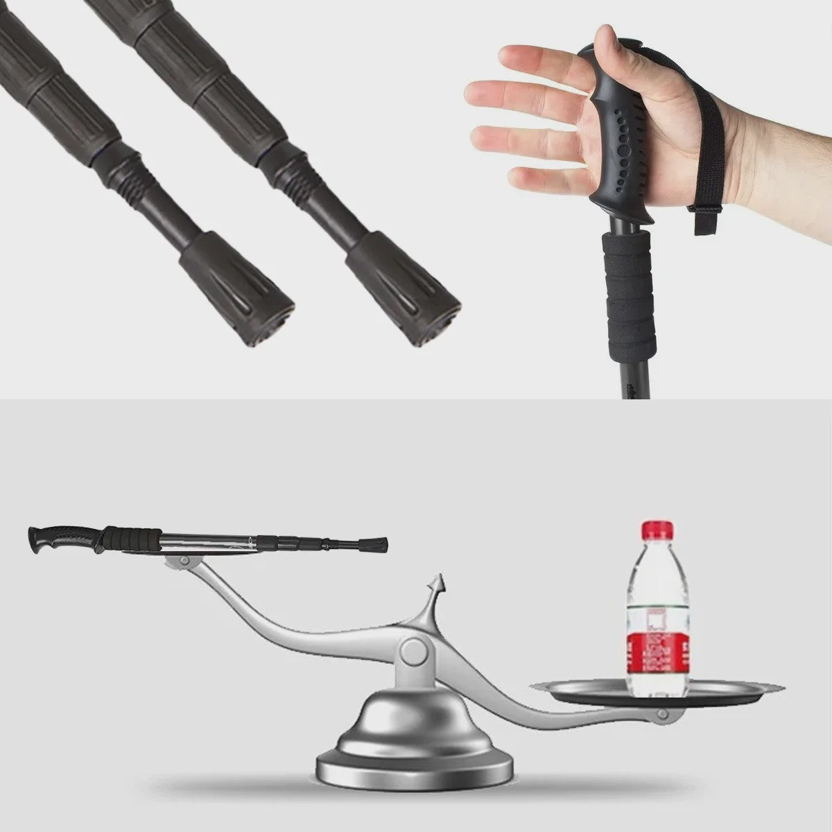 Trekkingstokken Set van 2 - Anti-Shock Aluminium, Telescopisch 65-135 cm, Inclusief Kompas & Tips