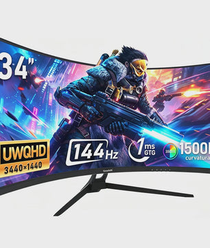 Gawfolk 34" Ultrawide Curved Gaming Monitor 165Hz UWQHD 1500R Curvature met FreeSync