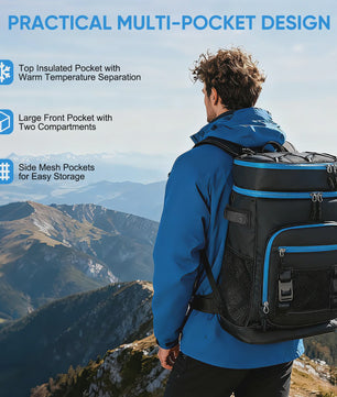 30L Waterproof Insulated Cooler Backpack for Men Women Leak Proof Cooler Rucksack for Camping Beach Fishing Picnic Travel Bag ﻿ ﻿