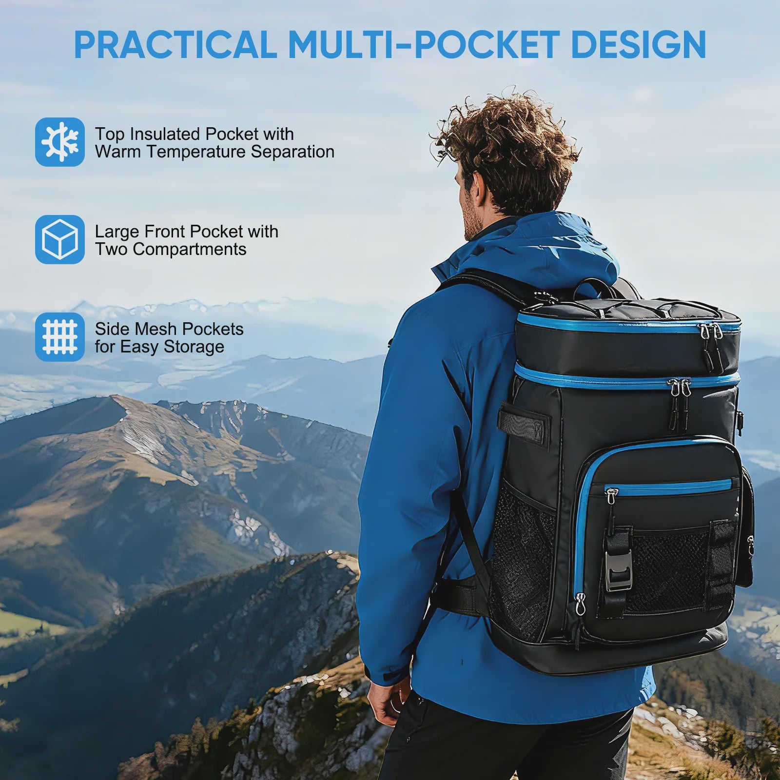 30L Waterproof Insulated Cooler Backpack for Men Women Leak Proof Cooler Rucksack for Camping Beach Fishing Picnic Travel Bag ﻿ ﻿