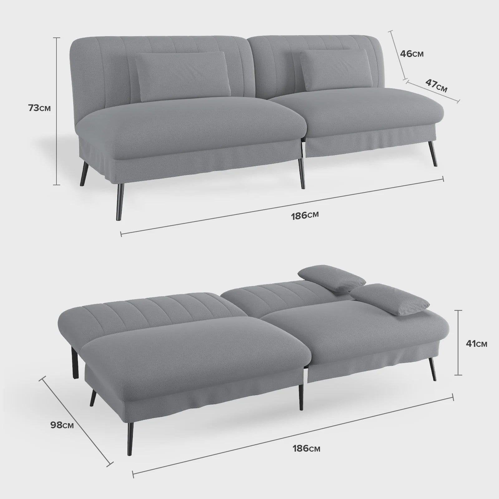 COMHOMA Multifunctionele Sofa Bed - 2-in-1 Slaapbank met Groot Ligvlak