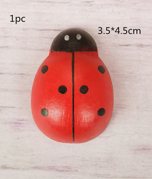 Houten Lieveheersbeestjes Decoratie Set - 5 Stuks - Miniatuur Tuin & Knutsel Accessoires