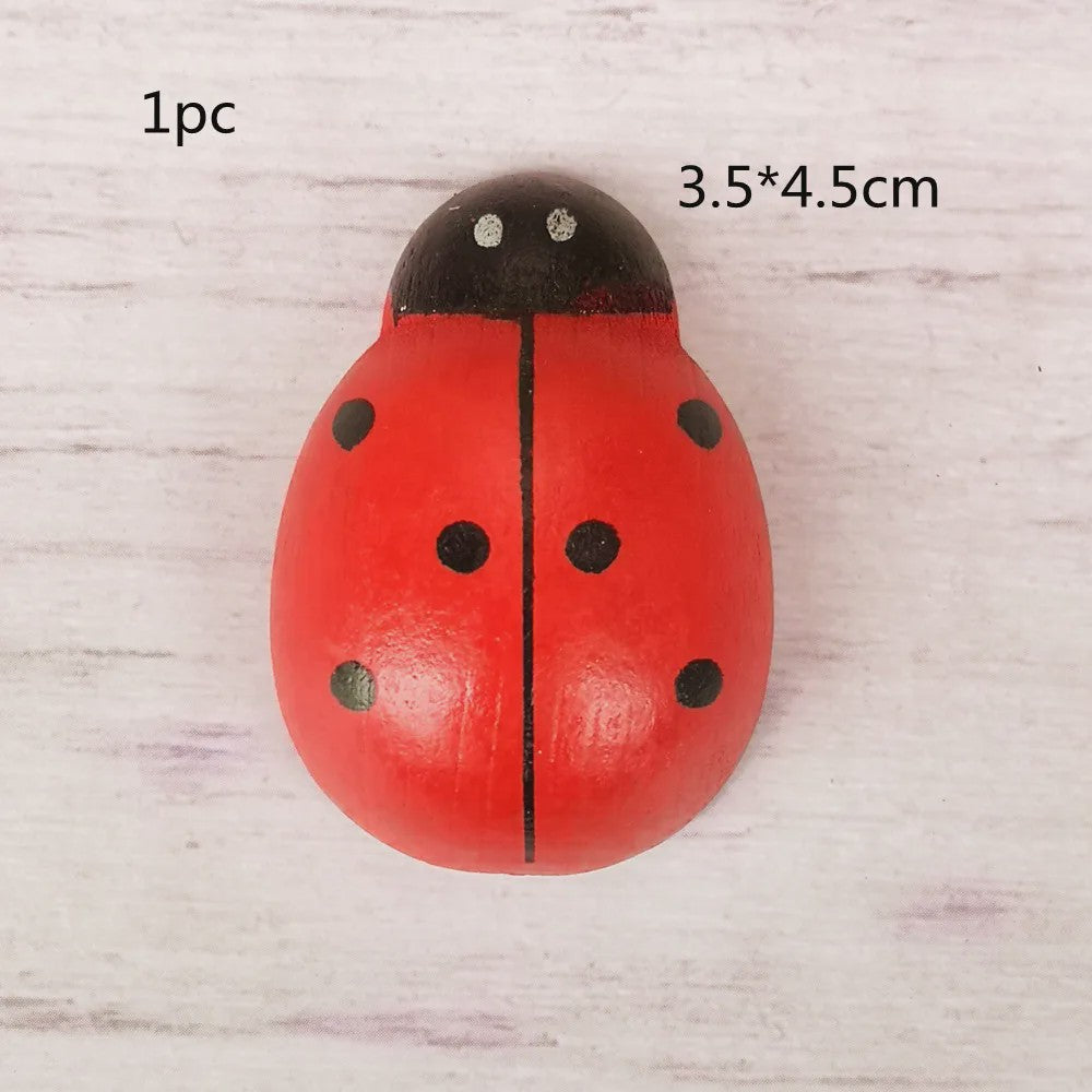 Houten Lieveheersbeestjes Decoratie Set - 5 Stuks - Miniatuur Tuin & Knutsel Accessoires