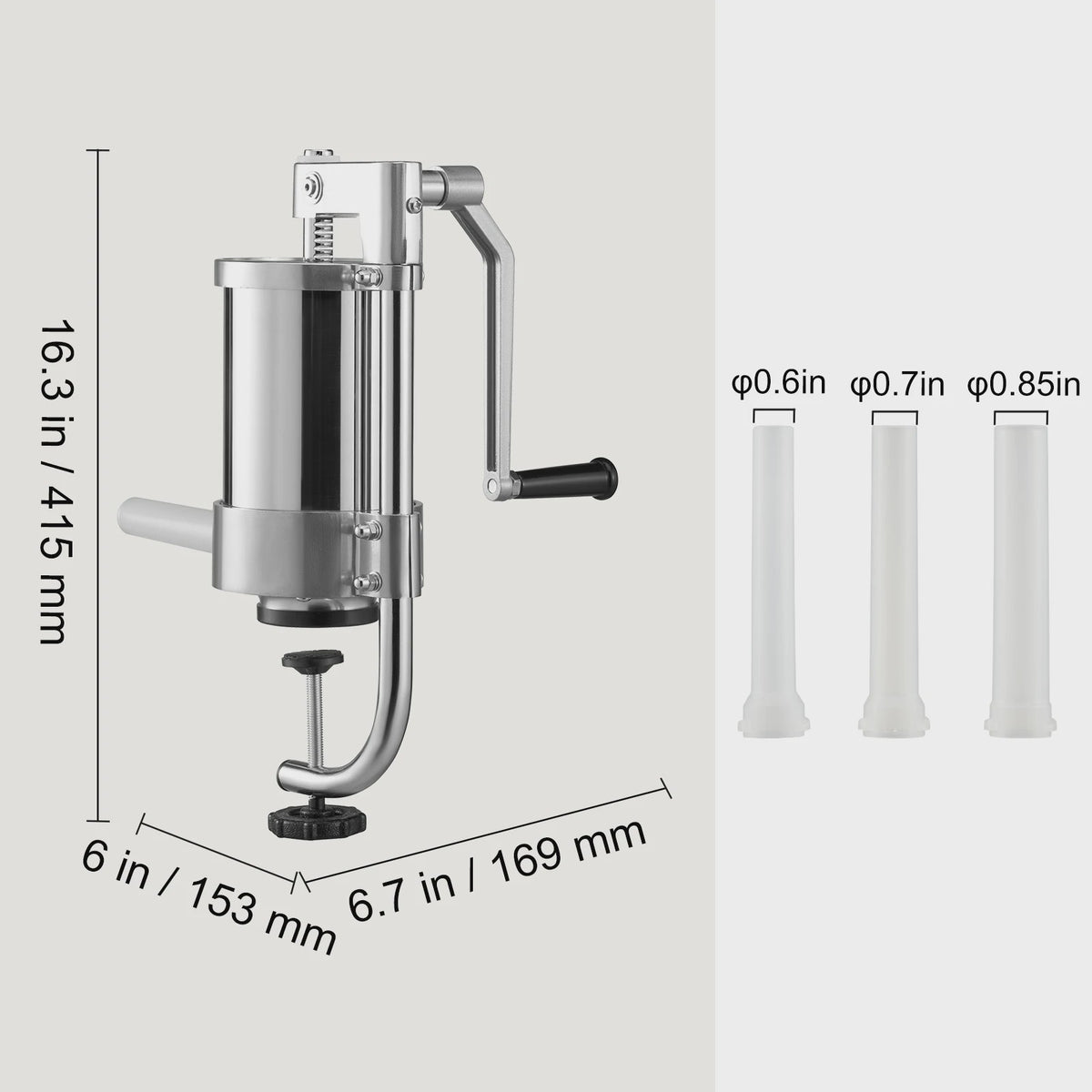Verticale Worststopper 1.5/3L met 3 Vulbuizen - Professionele Worstmaker