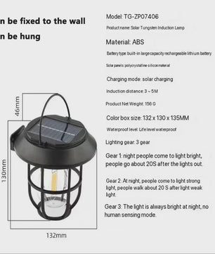 Solar Buitenlamp met Hangende Lantaarn - Decoratieve Tuinverlichting voor Pad, Oprit & Muur