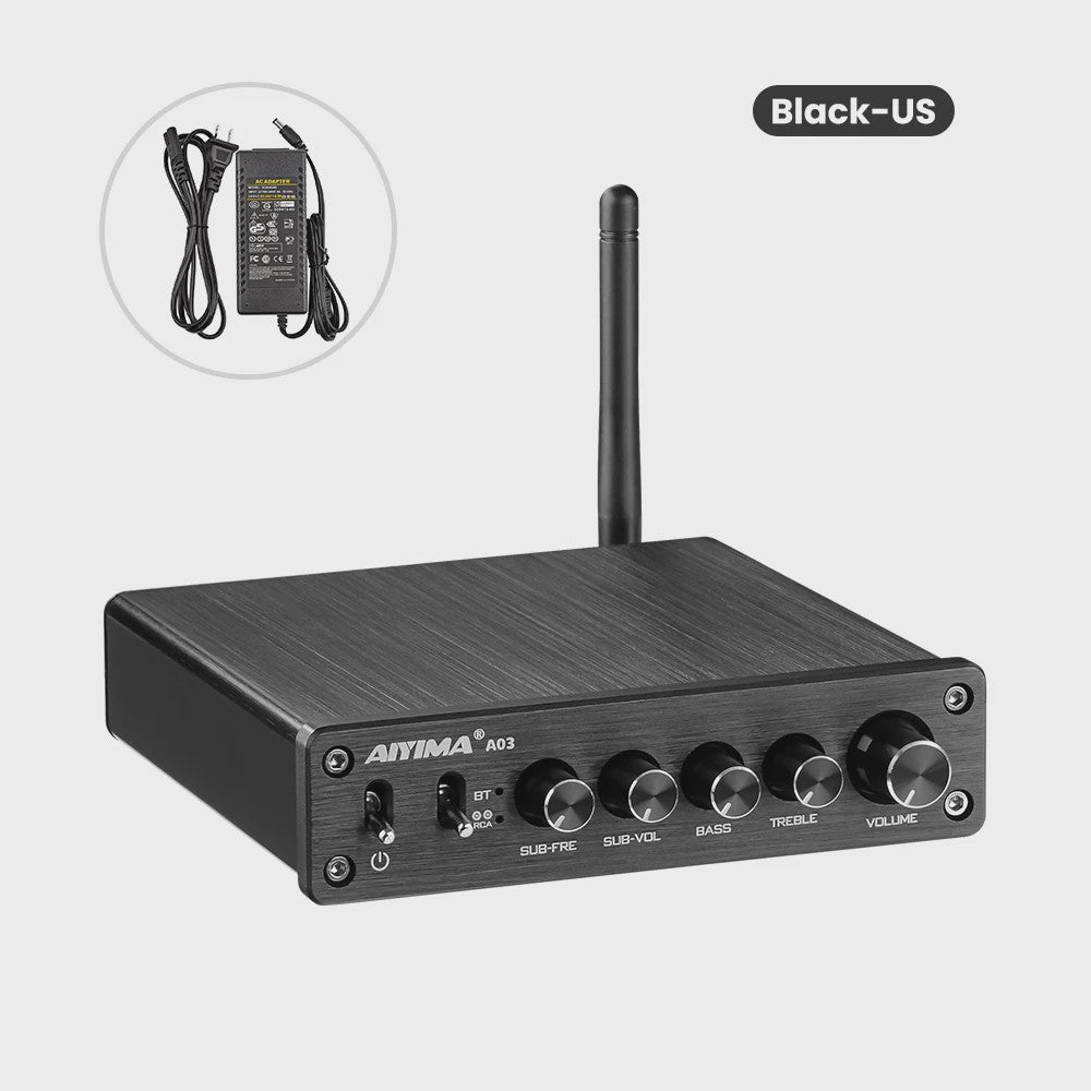 AIYIMA A03 2.1 Bluetooth HiFi Versterker TPA3116D2 Digitale Audio Versterker 50W x 2 + 100W Subwoofer