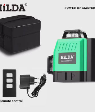 HILDA 3D Laser Waterpas - 12 Groene Lijnen, Zelfnivellerend, 360° Kruis, Draagbaar