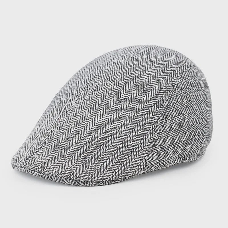 Herfst Winter Heren Flat Cap Wol Blend - Klassieke Baker Boy Pet met Visgraatpatroon